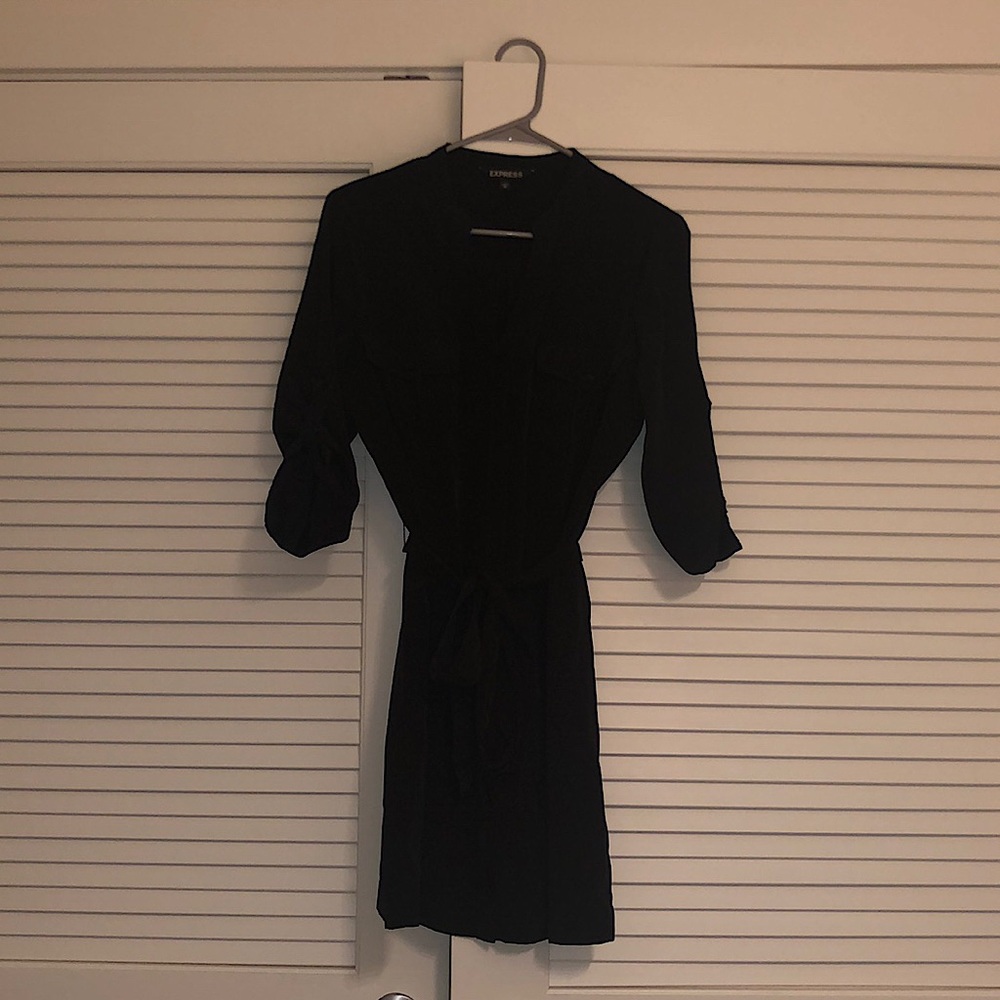 Black Silk Button Up Dress